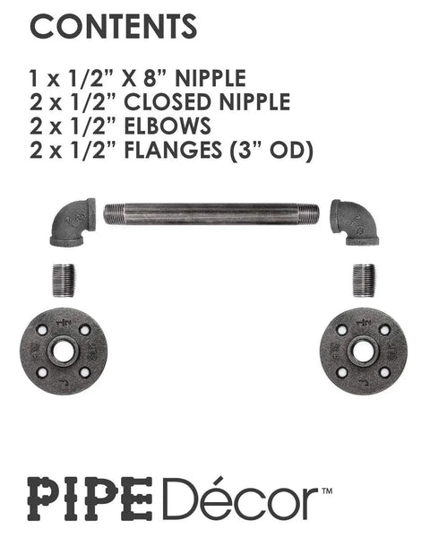 Industrial Pipe Decor Barn Door Handle 8 Inch With Authentic Steel Grey Iron Fittings Flanges And Pipes layout