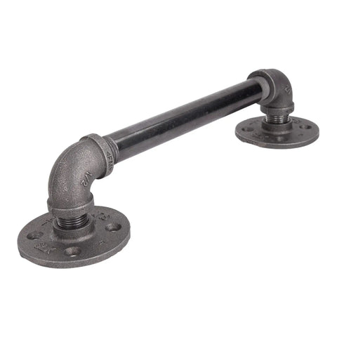 Industrial Pipe Decor Barn Door Handle 8 Inch With Authentic Steel Grey Iron Fittings Flanges And Pipes For Custom Vintage Hanging Doors DIY