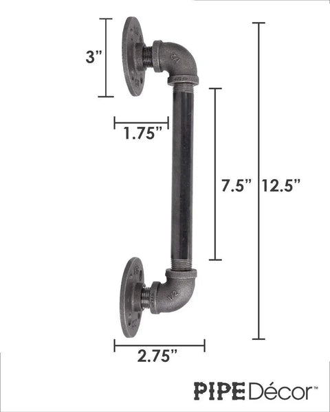 Industrial Pipe Decor Barn Door Handle 8 Inch With Authentic Steel Grey Iron Fittings Flanges And Pipes For Custom Vintage Hanging Doors DIY Kit