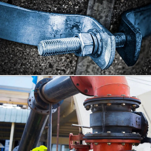 Industrial piping and fastening with aluminum washers in construction setting; ideal for Aluminum Pop Rivet Washers For One Eighth Inch Rivets 250 Pack.