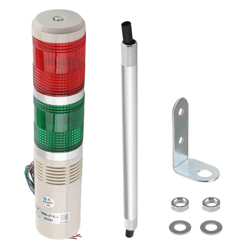 Industrial Signal Light Column LED Alarm Tower Light Indicator With Red And Green LEDs 90dB Audible Warning 24V AC 3W Power Water Resistant Durable Plastic Housing TB50-2T-E-J Othmro with mounting accessories