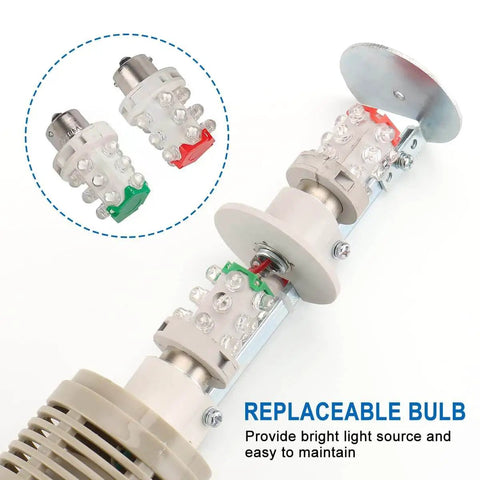 No Nonsense Industrial Signal Light Tower With Red And Green LED Indicators And Buzzer, Continuous Light, 24V DC, LTA-502TJ, Baomain with replaceable bulb