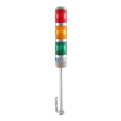 Industrial Signal Light Tower LED Indicator With Red Green Yellow Lights LTA 502 LED Buzzer Flash Alarm Light Round Warning Light DC 12V 2W Metal And Plastic Construction Includes Mounting Bracket For Industrial Use.