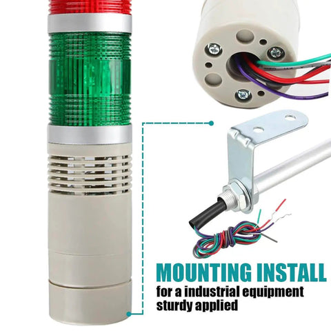 Industrial Signal Tower With LED Stack Lights And Built In Buzzer For Quick Warning And Safety 3 Layer Red Yellow Green LED Rings DC 12V Power Sound On And Steady Operation The Go To Setup For Industrial Machinery Luban mounted