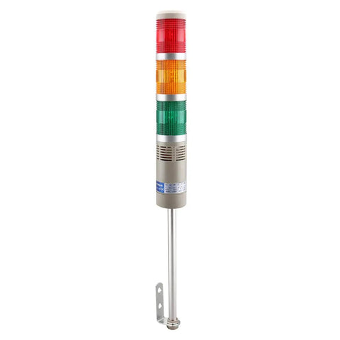 Industrial Signal Tower Light 110V AC LED Stack Light With Red Yellow Green LEDs And Buzzer Alarm Round Indicator Beacon For Factory Equipment LTA 502WJ