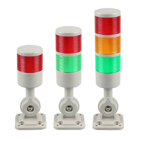 Three Industrial Signal Tower Light With Rotatable Base, Three Layer LED Beacon, 12 Volt And 24 Volt DC, Durable Construction, Factory Use
