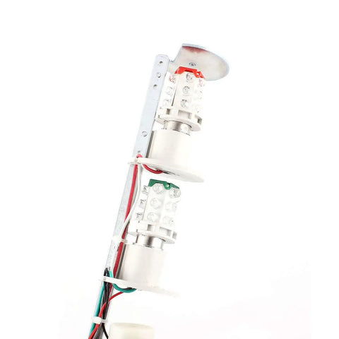 Side view of Industrial Signal Tower Light With Red And Green LEDs And Built In Buzzer DC 24V Stack Light for machinery and automation panels.