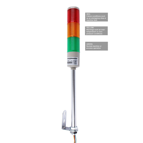 Industrial Signal Tower Light Set For Factory Floors With RGB LED Indicators 110V 3 Tiers LED Andon Light Without Sound