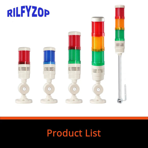 Front view of Industrial Signal Tower Light With Multi Color LEDs And Built In Buzzer for equipment alert system