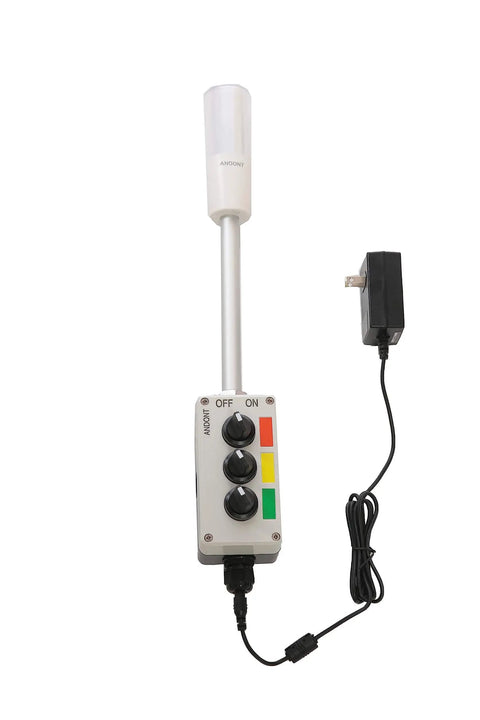 3 Color LED Andon Tower Light With Buzzer And ABB Selector Switch Red Yellow Green On Off 6 Ft Mean Well Power Adapter Plug And Play
