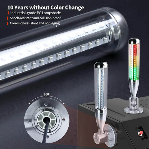 Industrial Warning Light Tower 24V DC With All Metal Aluminum Body And Bulletproof PC Cover 3 Color Red Yellow Green Tower Signal Indicator