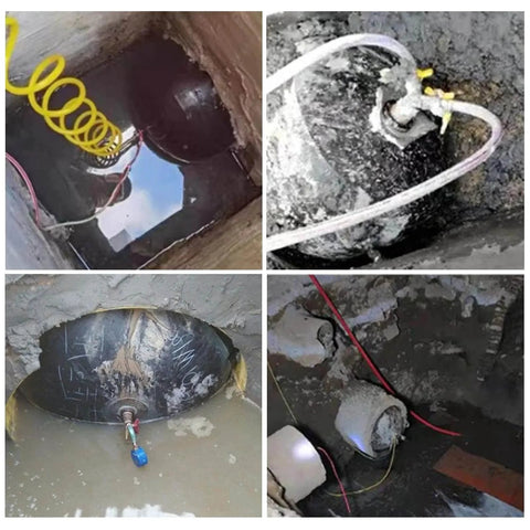 High Pressure Pipe Test Plug Inflatable Balloon Plug For Large Bore Drain Plug Thickened Double Layer PVC Plus Fiber Cloth Construction Lightweight Yet Durable For All Sewer Line Pressure Testing And Plugging For Enhanced Sealing installed in sewer line for pressure testing.