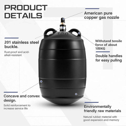 Rubber Test Ball Sewer Test Plug Inflatable Pipe Plug For Laboratory Testing And Sewer Line Maintenance 4 Inch Diameter Durable Reusable Residential Pipe Sealing And Blockage Repair showing concave design and stainless steel buckle.
