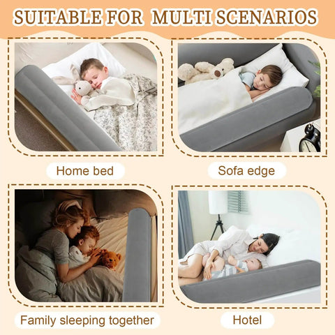 Inflatable Bed Bumpers For Toddlers 2 Pack With Non Slip Bed Rails And Machine Washable Covers in various settings: home, sofa, hotel