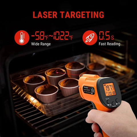Infrared Thermometer Gun, Laser Thermometer for Cooking, checking oven temperature on baking cupcakes