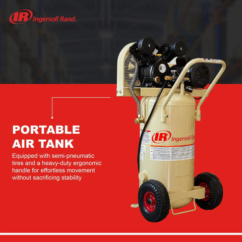 Ingersoll Rand P1.5IU-A9 2hp 20 gal Single-Stage Compressor (115/1) 42663401 portable air tank with ergonomic handle