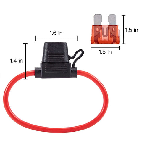 Beefy 10 Gauge Inline Fuse Holder Waterproof Pigtail Relay Kit with 2 Pack 30A and 40A Blade Fuses for Cars Trucks Boats