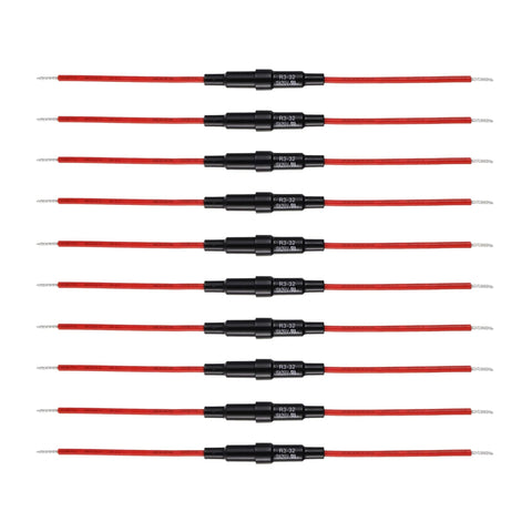 Inline Fuse Holder Kit With 16 AWG Red Wire And 5x20mm Glass Fast Blow Fuses, 150 Piece Assortment Including 10 Holders.