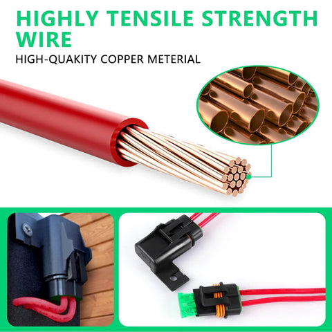 Waterproof Inline Fuse Holder 12V With Cover 6 Pack for Automotive Marine and Outdoor Use, shows copper wire construction.