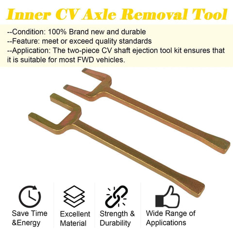 2 Piece Axle Popper Kit Inner CV Axle Removal Tool Set for Front Wheel Drive Vehicles, displayed on white background with features