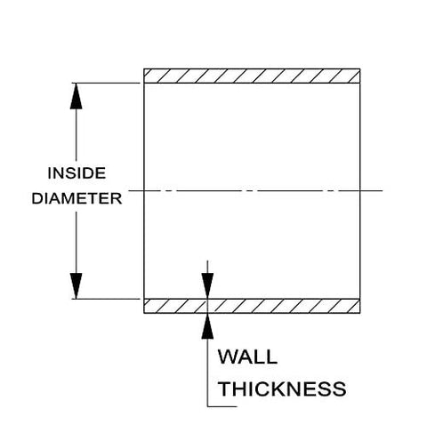 Silicone coupler tube cross-section diagram showing inside diameter and wall thickness.