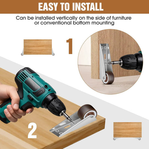 Installing 1 Inch Rubber Casters 4 Piece Set Mini Long Frame Rigid Fixed Casters for Furniture Drawers Doors with drill