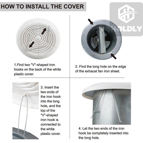 Installation steps for 7 Inch Bathroom Exhaust Fan 50 CFM Quiet 1.0 Sones For 8 Inch Rough In Opening Ideal Ventilation For Bathroom Laundry Room Mobile Home Kitchen Garage Easy Install