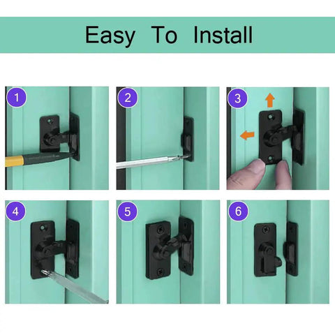 Installation steps for 90 Degree Door Latch For Sliding Doors And Screen Doors Upgraded Size 46 X 25 X 65mm