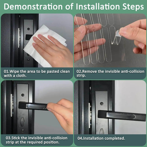 Silicone Anti Collision Pads 10 Pack 63mm By 10mm Transparent Stick On Wall Protectors installation steps demonstration
