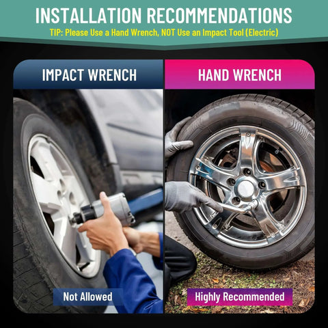 Installation of M14x1.5 Extended Lug Bolts with hand wrench recommended over impact wrench for safe use on X3 E83 and more.