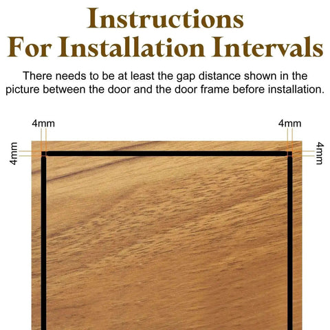 Installation instructions for Heavy Duty Pivot Door Hinge Set 40 x 18 mm Concealed Shaft With Bushing Kit showing 4mm gap requirement.