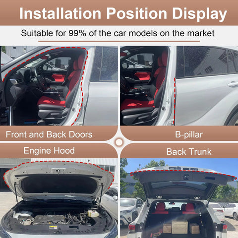 Alophoty 10 ft rubber D-shaped automotive weather stripping; self-adhesive door seal for front/rear doors, trunk.