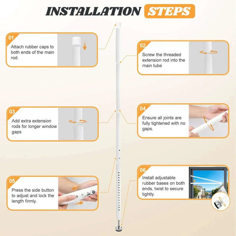 Installation steps for Heavy Duty Adjustable Sliding Door Security Bar For Home And Travel Anti Pry Door Stopper.