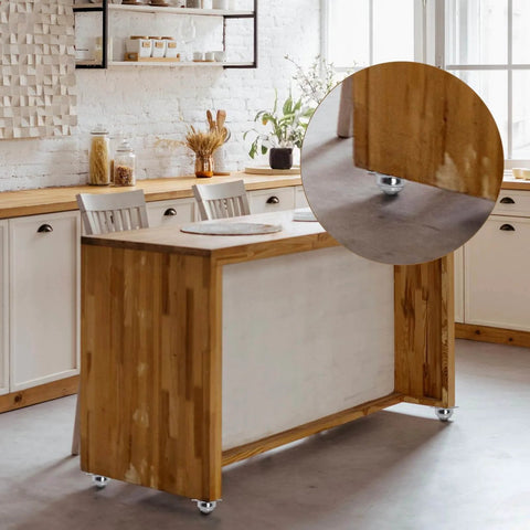 Wooden kitchen island with 20 Pack 1 Inch Roller Ball Transfer Bearings Carbon Steel Swivel Casters Two Hole Screw Mounted Units