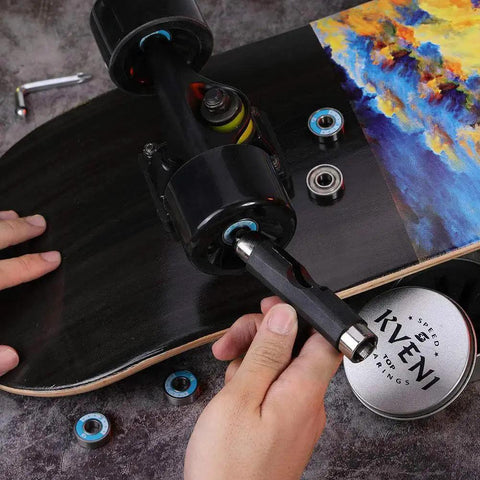 Installation of Ceramic 608RS Skateboard Bearings With Chrome Steel Balls ABEC Precision High Speed on longboard