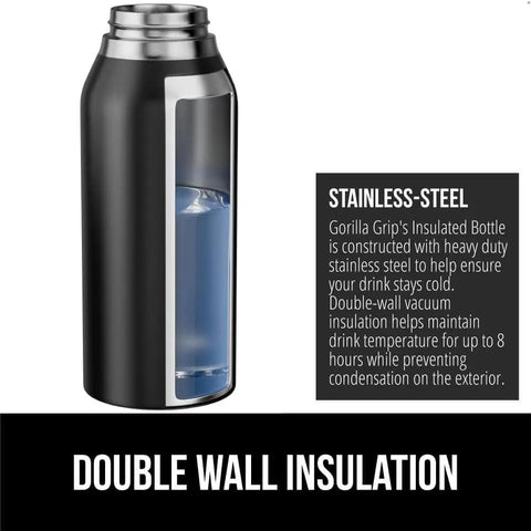 Cutaway design of Beast Mode Heavy Duty Stainless Steel Water Bottle 40 Oz Insulated Tumbler With Leakproof Flip Straw Lid in black
