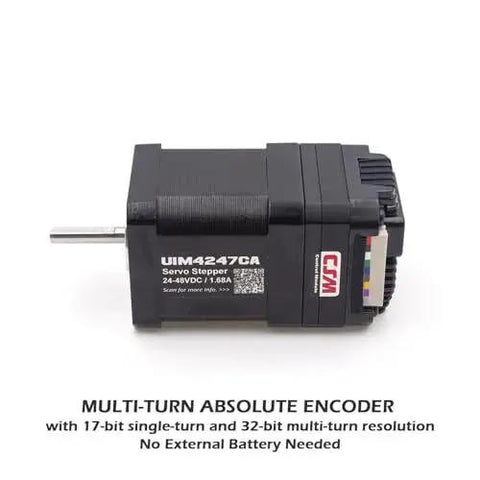 Side view of Integrated Servo Stepper Motor Built In Multi Turn Absolute Encoder And CAN Bus, NEMA 17 size, no battery needed.
