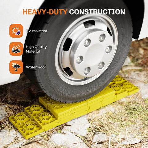 Interlocking RV Leveling Blocks 12 Pack For Single And Dual Wheels Heavy Duty Camper Levelers with Velcro Straps used under tire