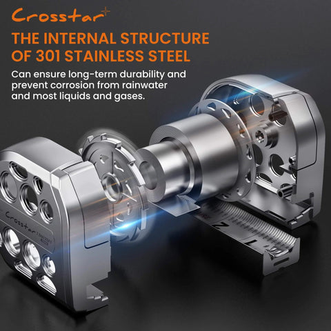 Internal structure of 301 stainless steel in the 25 Foot Magnetic Self Locking Stainless Steel Tape Measure With Dual Sided Imperial And Metric Scales Waterproof And Rustproof Retractable Tape For Home DIY And Pro Woodworking And Industrial Use No Fuss Handy Tool.