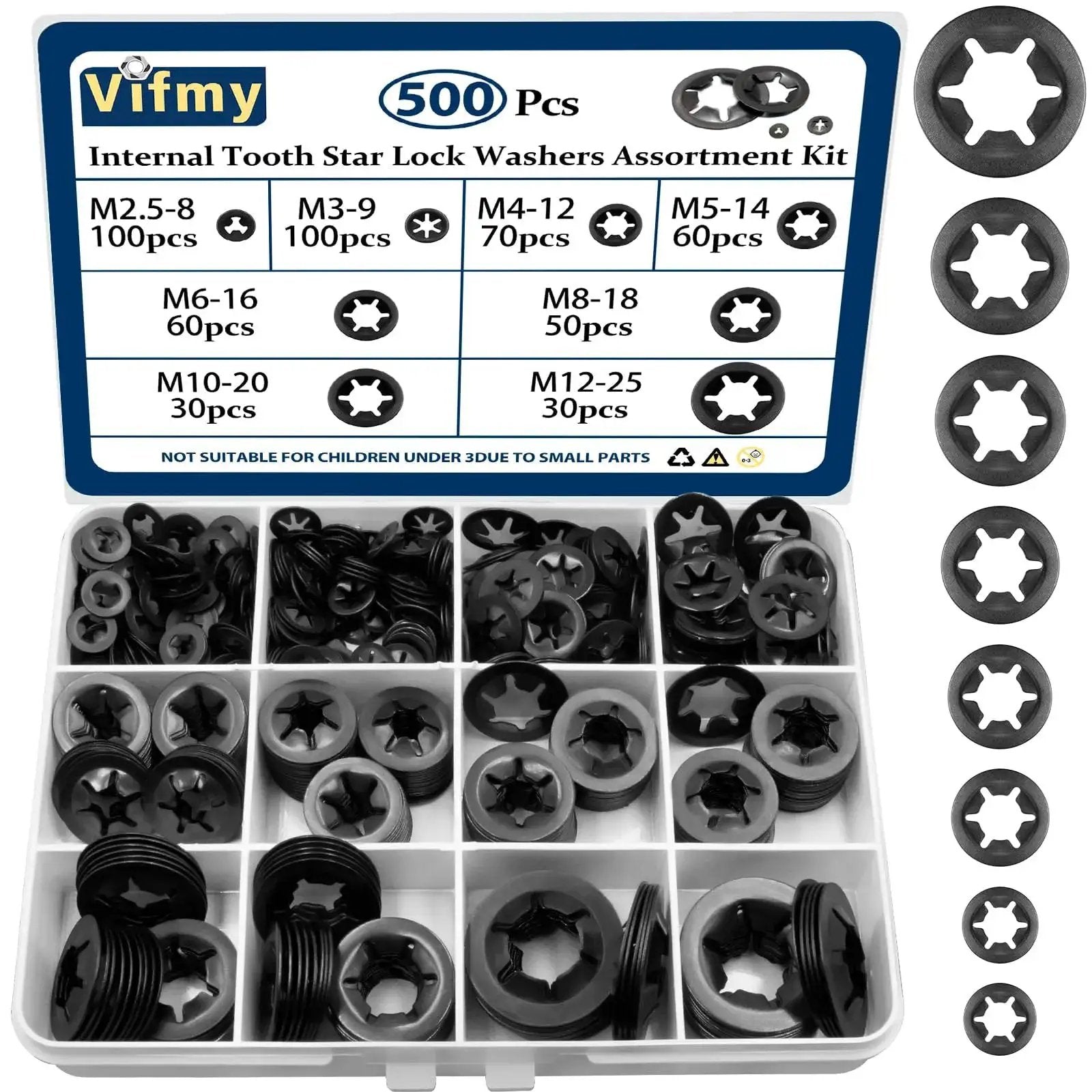 Internal Tooth Star Lock Washers Kit M2.5-M12 500 Pcs ...