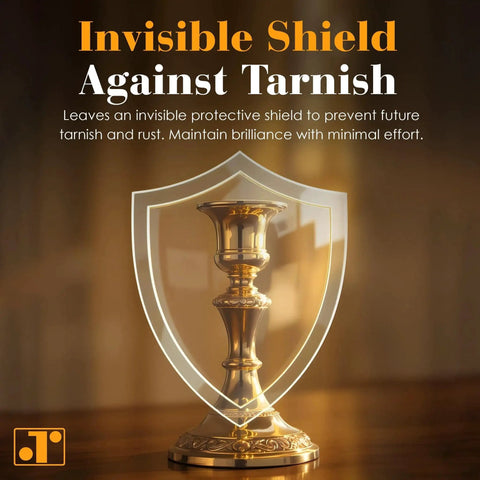 Premium Metal Polish Compound With Cloth 250g Restores Dull Chrome Aluminum Stainless Steel And More; candlestick with shield icon