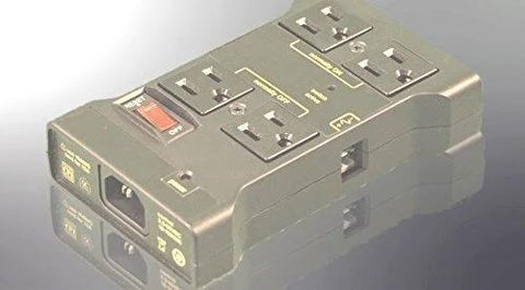 Enclosed High Power IoT Relay Shield For Arduino Raspberry Pi PIC And WiFi Plug And Play With 4 Outlets 2 NC 2 NO, side on view.