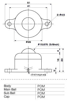 IP-16JW IGUCHI 6.5 lbs Load Capacity J POM Plastic Ball Transfer Unit Made in Japan - VXB Ball Bearings