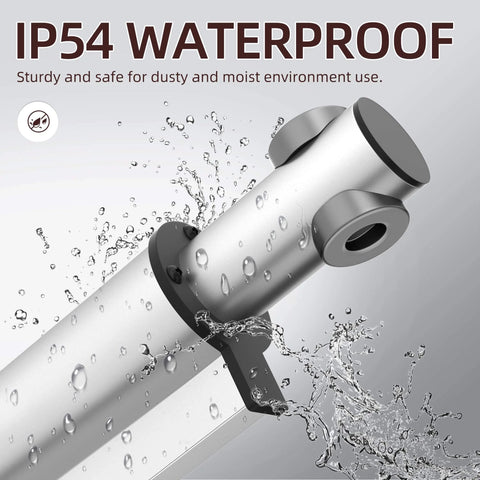 Close-up of 12v Actuator Heavy Duty 12v 18 Inch Stroke Electric Actuator 12v Linear Actuator 6000N 1320lb showing IP54 waterproof design.