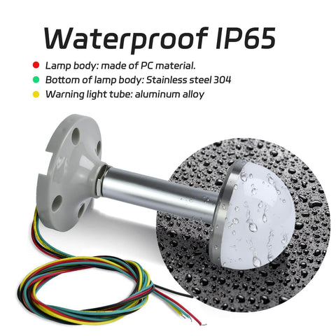 Rugged Industrial Stainless Steel Signal Light Tower With Aluminum Tube Column 24V DC AC LED Beacon Waterproof IP65