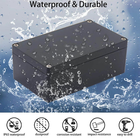 Two Pack Rugged IP65 Waterproof ABS Plastic Electrical Project Box Enclosure With Eight M16 Cable Glands, Weatherproof Junction Box