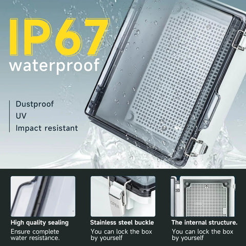 IP67 Waterproof Electrical Junction Box With Clear ABS Plastic Enclosure for Outdoor Garden Use