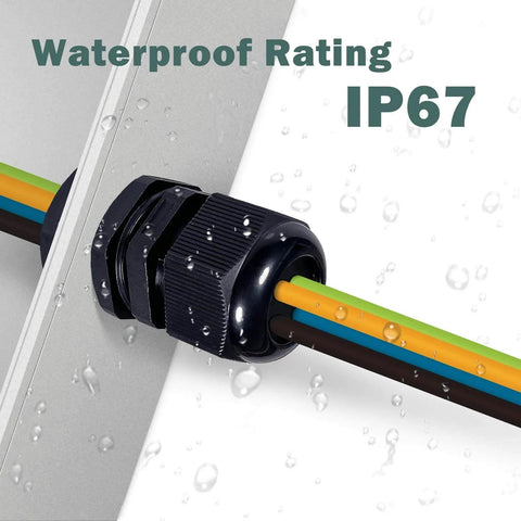 Waterproof Multi Hole Nylon Cable Glands For Electrical Enclosures With Four Holes 3 Pack 1 Inch Black IP67 Sealed Glands For Running Multiple Cables Through A Single Opening Durable Mounting For Indoor Or Outdoor Use installed and sealing cables in panel