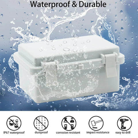 Built Tough Outdoor IP67 ABS Junction Box With Hinged Cover Weatherproof Electrical Enclosure 5.9x3.9x2.8 inch