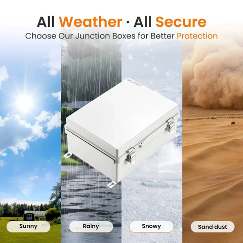 Outdoor Electrical Box IP67 Waterproof Junction Box With ABS Plastic Enclosure and Hinged Gray Cover in all weather conditions